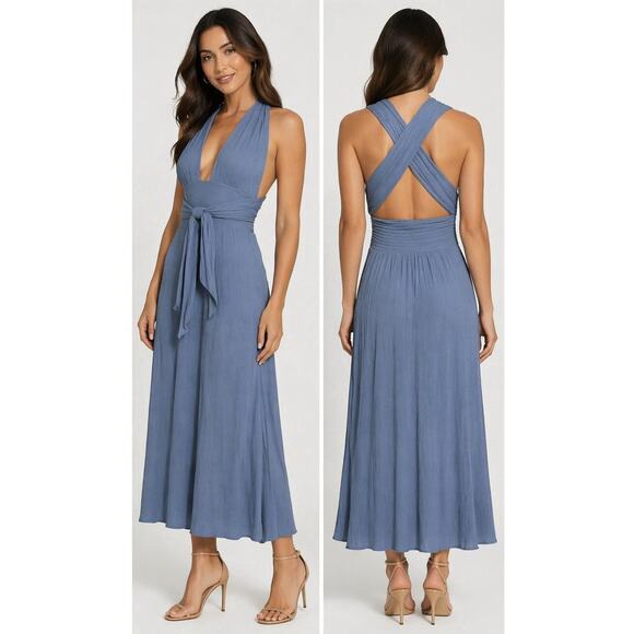 Elan Dresses & Skirts - NWT Elan Multi Way Convertible Maxi Dress XS Halter Tie Neck Boho Flowy Beach